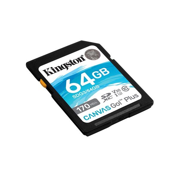 KINGSTON Canvas Go! Plus SD Memóriakártya, 64GB (SDG3/64GB)