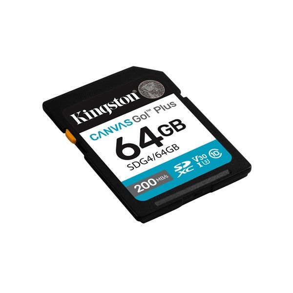 KINGSTON Memóriakártya SDXC 64GB Canvas Go Plus Gen4 200R C10 UHS-I U3 V30 (SDG4/64GB)