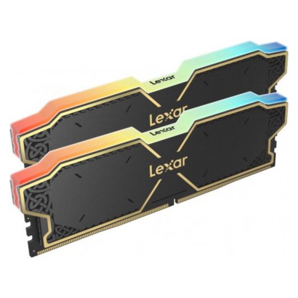 Lexar 32GB Kit (2x16GB) THOR DDR5 6000 CL38 1.3V Memory with heatsink and RGB lighting, Black Color, Dual pack (LD5U16G60C38BG-RGD)