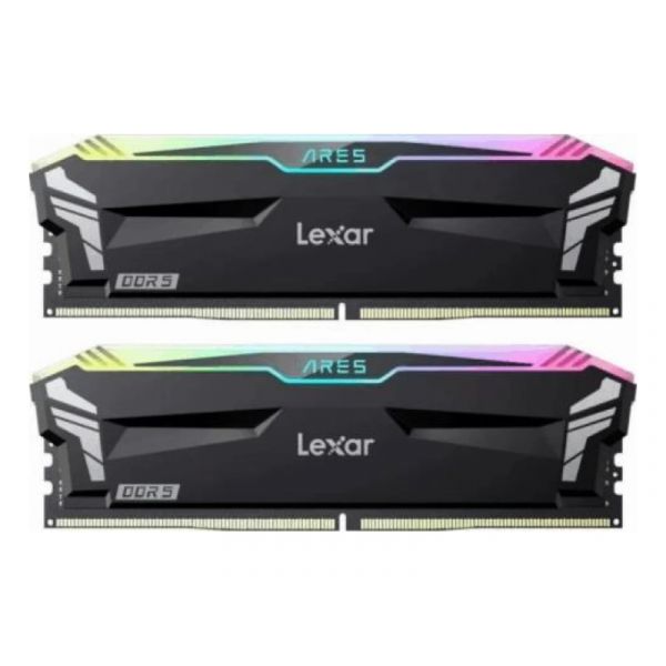 Lexar Ares DDR5 (2X16GB) 6400 CL32 1.4V Memory with heatsink and RGB lighting,Dual pack, Black Color (LD5EU016G-R6400GDLA)