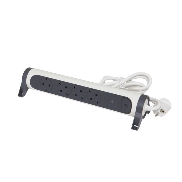 LEGRAND Elosztósor Premium 4x2P+F, túlfeszültség-védelemmel, 1,5 m vezetékkel, fehér/fekete (694507)