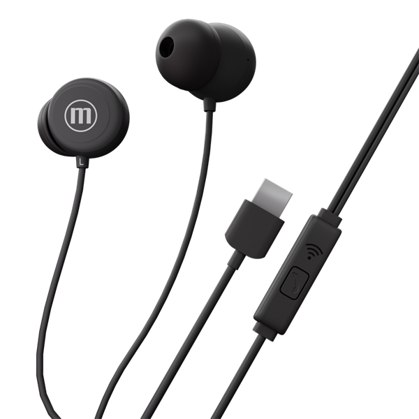 MAXELL Fülhallgató, IN-BAX, fekete, USB-C (348594)