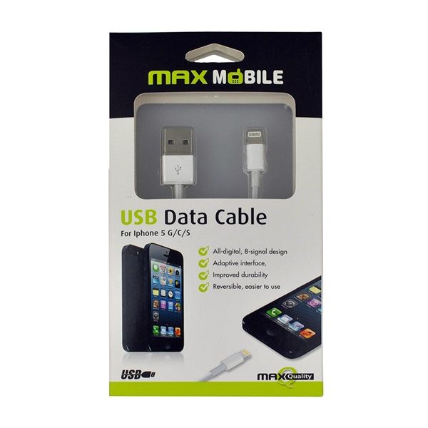 Max Mobile USB - Lightning Adat- és töltőkábel (3858887217380) Fehér