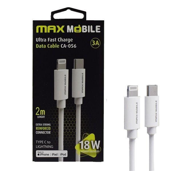 Max Mobile CA-001 Lightning - USB-C Adat- és töltőkábel (3858892933787) Fehér