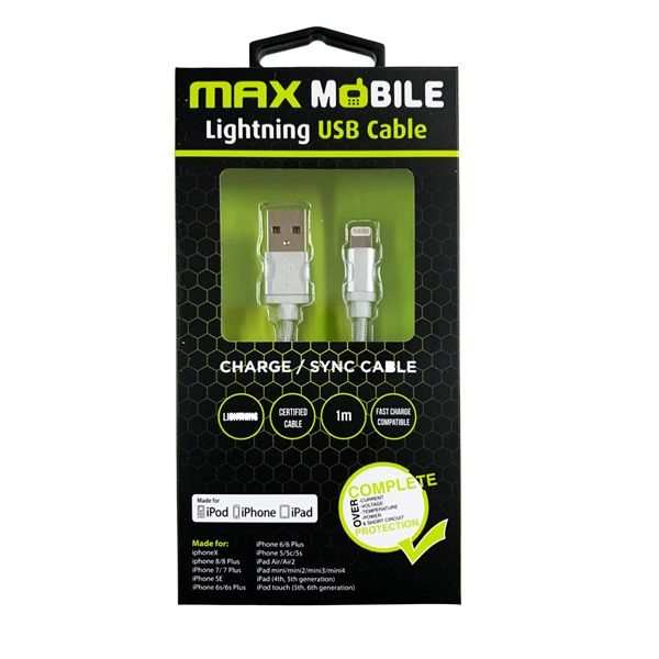 Max Mobile Lightning Adat- és töltőkábel (3858891301235) Ezüst