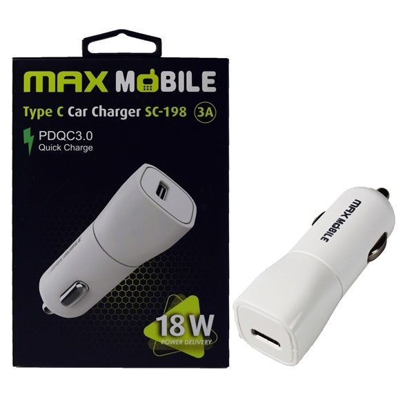 Max Mobile SC-198 USB-C 18W Autós Töltő (3858892933794) Fehér