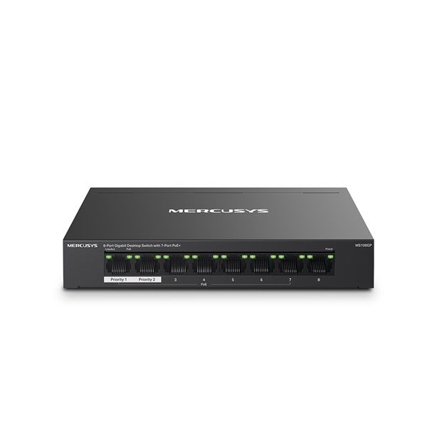 MERCUSYS Switch 8x1000Mbps(7xPOE+), Fémházas Asztali (MS108GP)