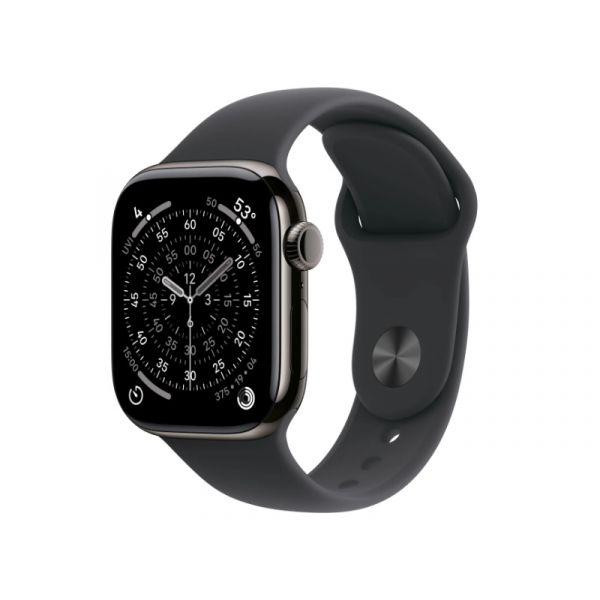 Apple Watch Series 11 GPS + Cellular 42mm Slate Titanium Case with Black Sport Band - M/L (MF8T4MP/A)