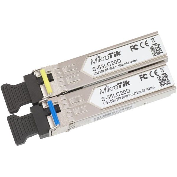MIKROTIK SFP Module 1250Mbit/s, LC, 20Km, Single-mode (mono módus) 2 db/csomag (S-3553LC20D)