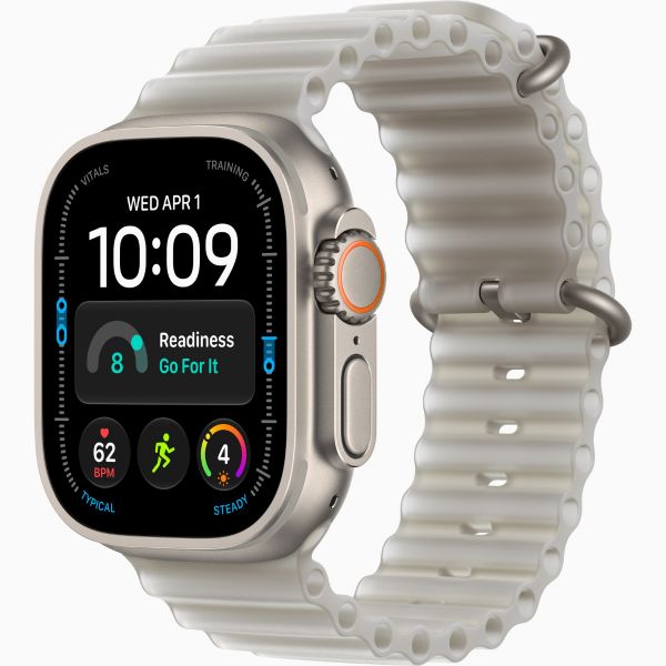 Apple Watch Ultra 4 GPS + Cellular 49mm Natural Titanium Case with Translucent Grey Ocean Band (MJAD4QH/A)