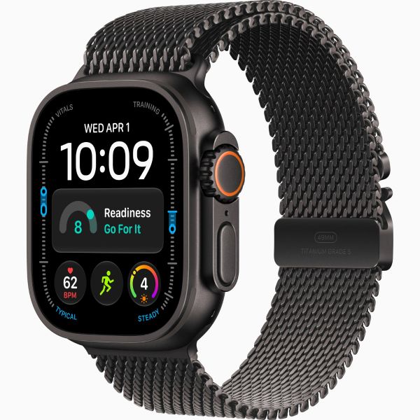 Apple Watch Ultra 4 GPS + Cellular 49mm Black Titanium Case with Black Titanium Milanese Loop - L (MJAX4QH/A)