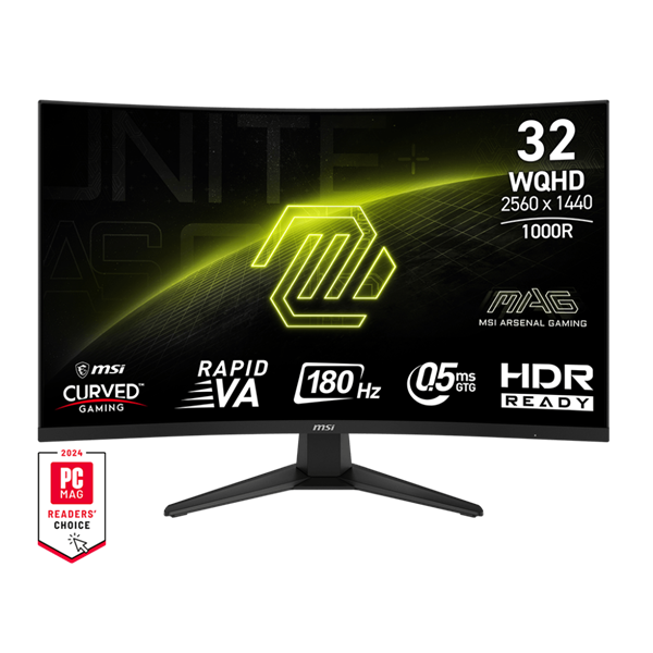 MSI MAG 325CQF 31.5" QHD Rapid VA ívelt 180Hz gamer monitor (9S6-3DC11H-083)
