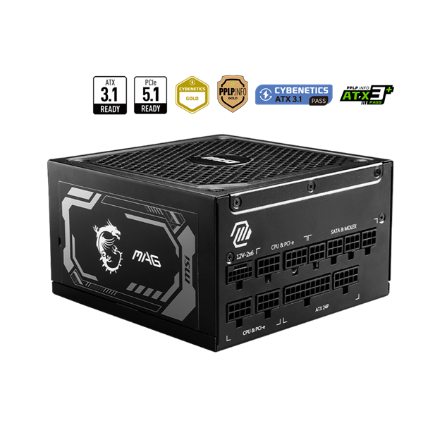 MSI 1000W 80+ Gold moduláris tápegység , Gen 5.0 (MAG A1000GL PCIE5)
