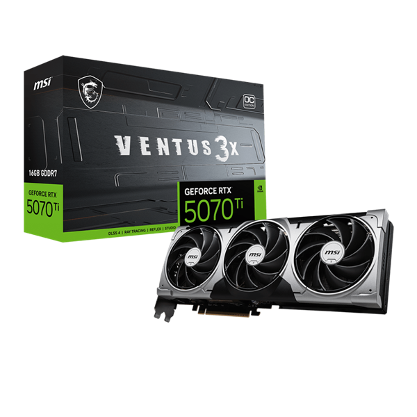 MSI Videókártya PCI-Ex16x nVIDIA RTX 5070 Ti VENTUS 3X 16GB DDR7 OC (RTX 5070 TI 16G VENTUS 3X OC)