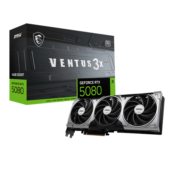 MSI Videókártya PCI-Ex16x nVIDIA RTX 5080 VENTUS 3X 16GB DDR7 OC (RTX 5080 16G VENTUS 3X OC)