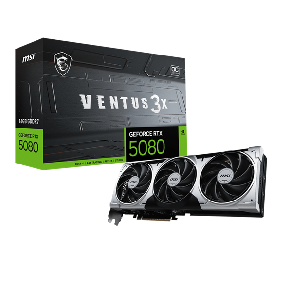 MSI VENTUS 3X PLUS RTX 5080 16GB OC Videókártya (RTX 5080 16G VENTUS 3X OC PLUS)