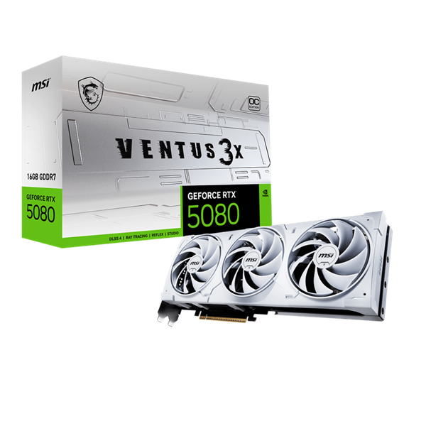 MSI VENTUS 3X WHITE RTX 5080 16GB OC Videókártya (RTX 5080 16G VENTUS 3X OC WHITE)