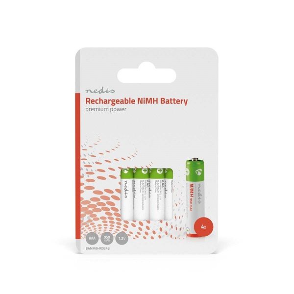 Nedis BANM9HR034B, AAA akku csomag 1,2V 950mAh, 4db/csomag (BANM9HR034B)