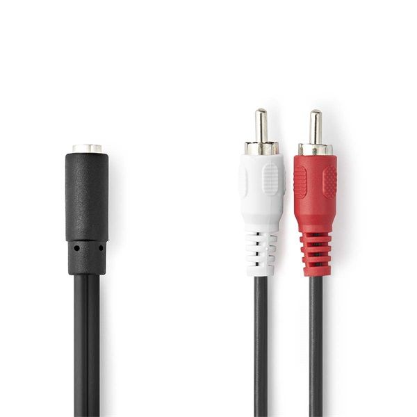 Nedis sztereo audio kábel, 2x RCA dugó - 3,5 mm jack aljzat, 20cm (CAGB22255BK02)