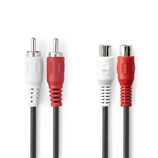 Nedis CAGB24205BK50 RCA toldó kábel, 2x RCA apa - 2x RCA anya, 5m