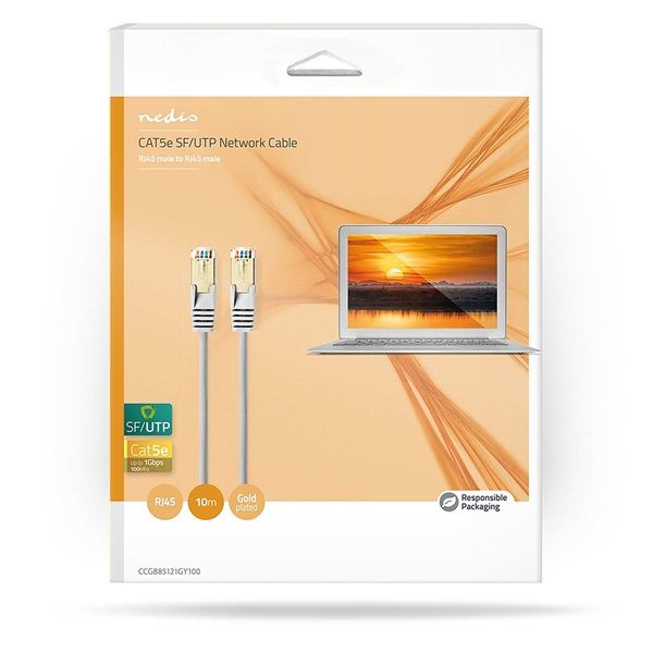 Nedis CCGB85121GY100  SF/UTP Cat5e patch kábel, RJ45, 10/100/1000 Mbit/s, hossz 10m