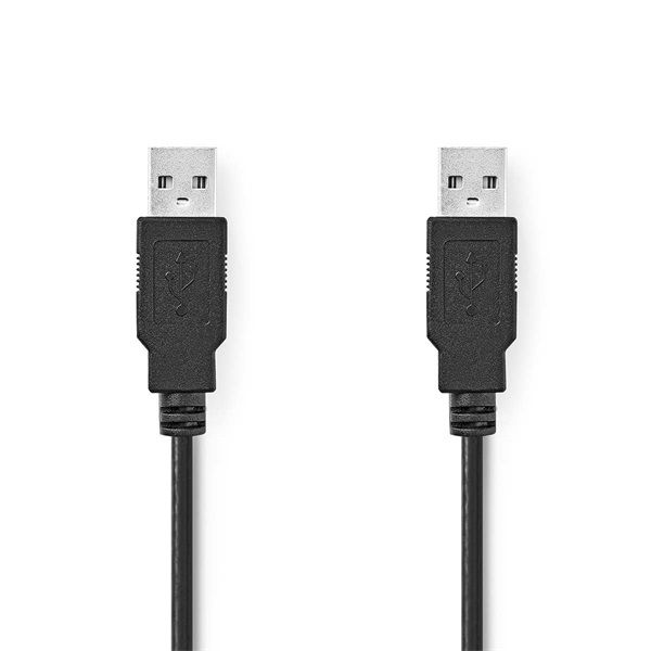 Nedis USB A apa - USB-A apa kábel, USB2.0, hossz: 2m (CCGL60000BK20)