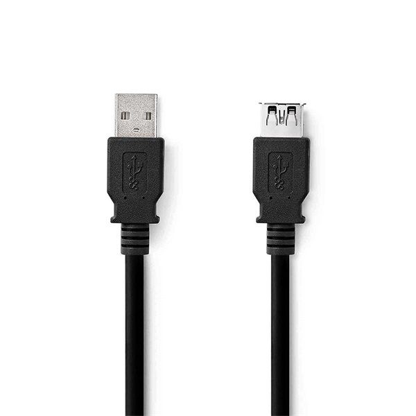 Nedis CCGL61010BK10 USB kábel, USB 3.2 Gen 1, USB-A férfi, USB-A nő, 5 Gbps, Nikkelezett, 1,00 m, kerek, PVC,