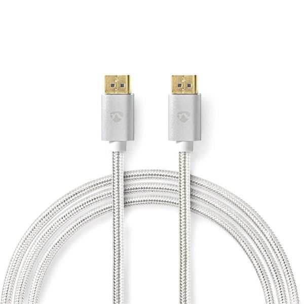 Nedis CCTB37014AL20 DisplayPort 1.4 kábel, displayport dugó - display port dugó, aranyozott csatlakozók, 8K@60Hz, 2m