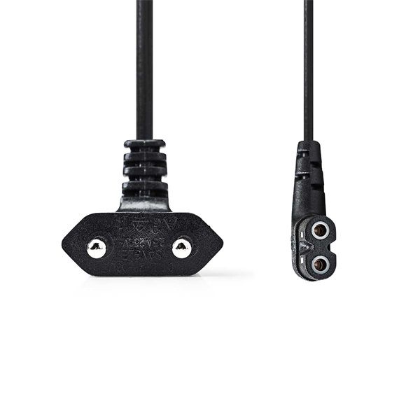 Nedis CEGL11055BK30 tápkábel, Euro Férfi | IEC-320-C7 | Szögletes | szögben balra | Nikkelezett | 3,00 m | Lakás | PVC |