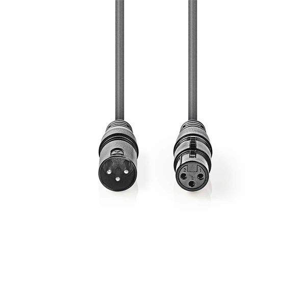 Nedis XLR 3 tűs dugó | XLR 3 tűs aljzat, 15m (COTG15010GY150)