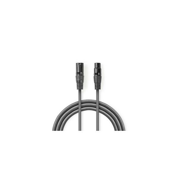 Nedis COTG15012GY150 DMX adapter kábel, XLR 3 tűs apa | XLR 3 tűs anya | Nikkelezett | 15,0 m | kerek | PVC | Sötétszür