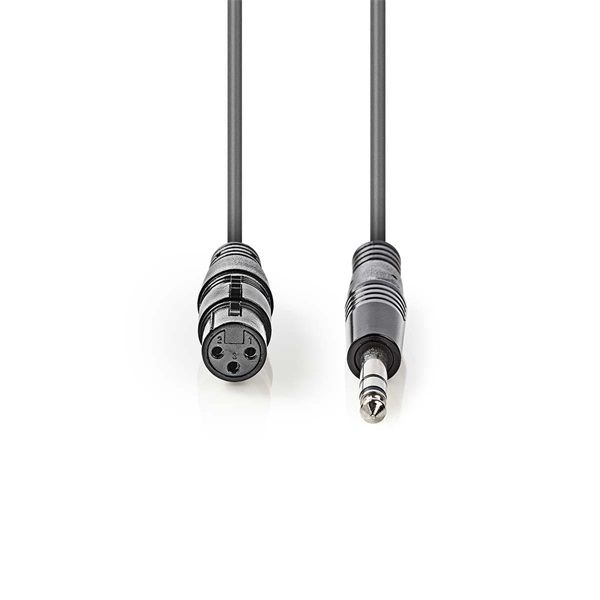 Nedis COTH15110GY15 félprofi audio kábel, 6.35mm sztereo jack - 3p XLR aljzat, 1,5m