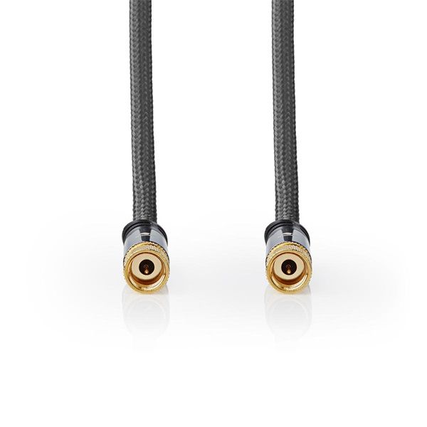 Nedis CSTB41000GY50 F csatlakozós koax kábel, 75 Ohm, 90 dB,  négyszeresen árnyékolt, prémium kivitel, 5m