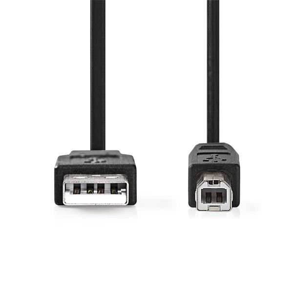 Nedis USB2.0 USB-A dugó - USB-B dugó kábel, 480Mbs, 10W, hossz 2m, CCGL60100BK20