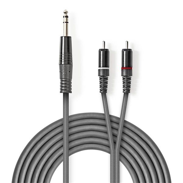 Nedis COTH23300GY30 félprofi XLR audió kábel, 6,35mm sztereo jack dugó - 2x RCA dugó, 3m