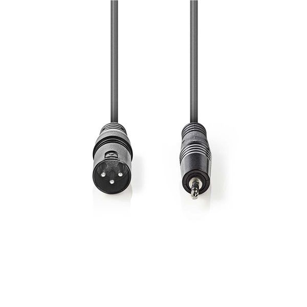Nedis félprofi audió kábel COTH15300GY15, 3,5mm szteró jack dugó - 3p XLR dugó, hossz 1.5m, rugalmas