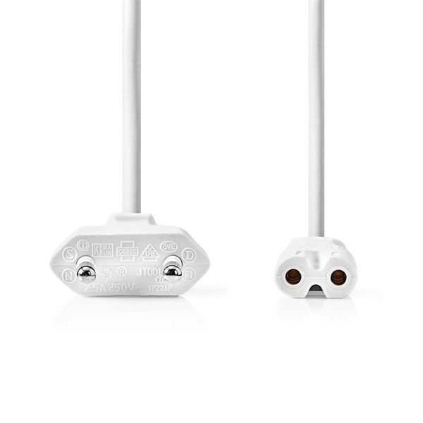 Nedis táp kábel IEC-320-C7, 2 x 0.75 mm hossz 2m, fehér, CEGL11040WT20