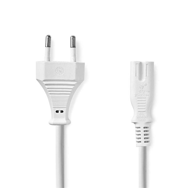 Nedis táp kábel IEC-320-C7, 2 x 0.75 mm, hossz 5m, fehér, CEGL11040WT50