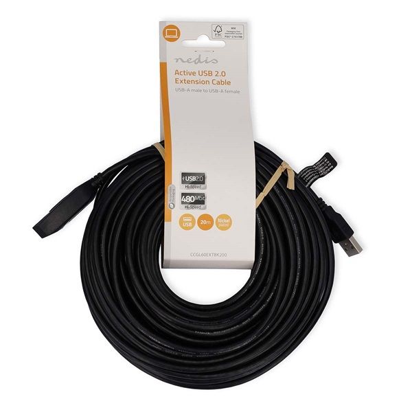 Nedis aktív USB hosszabító, 20m (CCGL60EXTBK200)