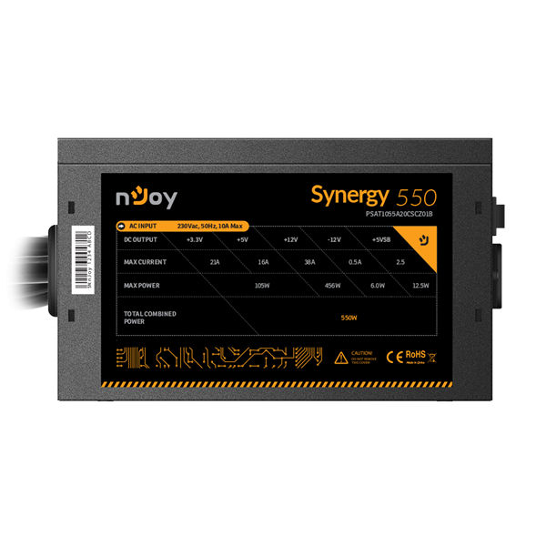 NJOY Synergy 650W, 12cm, 20+4, Aktív PFC 80+ White Tápegység (PSAT1065A20CSCZ01B)