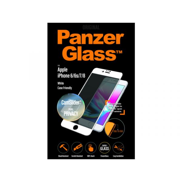 PanzerGlass Apple iPhone 6/6s/7/8 CamSlider Privacy tokbarát üvegfólia (5711724126529) fehér