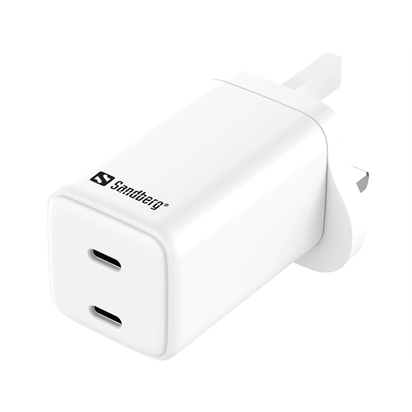 SANDBERG AC Charger Dual USB-C PD 65W UK Hálózati töltő (441-62)