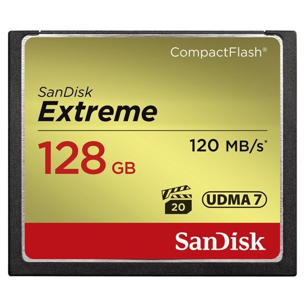 SANDISK Memóriakártya 124095, CF EXTREME KÁRTYA 128GB, 120MB/S
