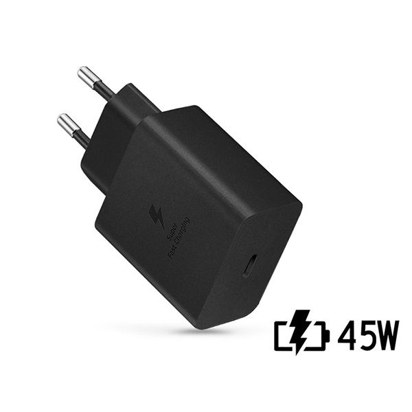 Samsung gyári USB hálózati töltő adapter TypeC bemenet 45W  EPTA845XBEG PD.3.0 Super Fast Charging 2.0 fekete ECO csom (SA185915)