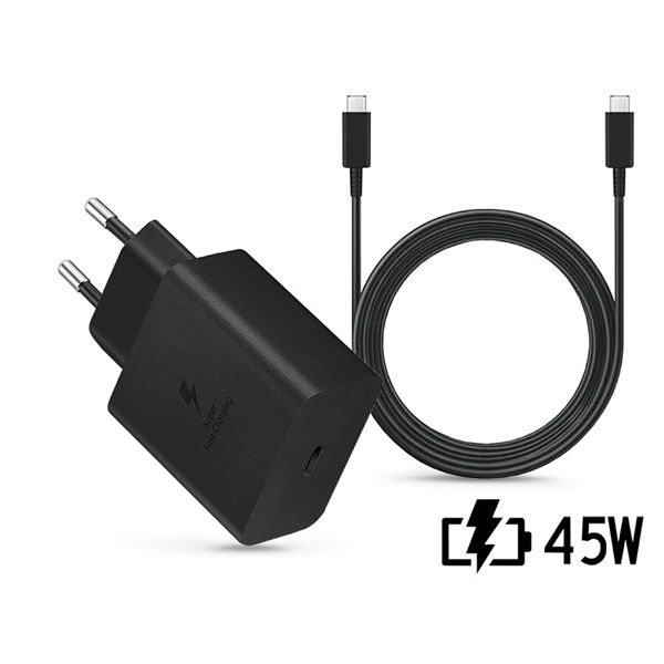 Samsung gyári hálózati töltő adapter TypeC bemenet 1,8  TypeC kábel 45W  EPTA845XBEG PD.3.0 Super Fast ECO csom (SAM-0954)