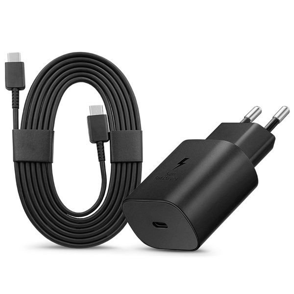 Samsung gyári hálózati töltő adapter TypeC bemenet 1,8 m TypeC kábel  25W  EPTA800EBE  EPDW767JBE  fekete ECO csom (SAM-0951)