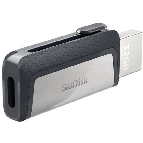 Sandisk Dual Drive Mobil Memória 32GB USB 3.1/Type C (173337) Fekete/Ezüst