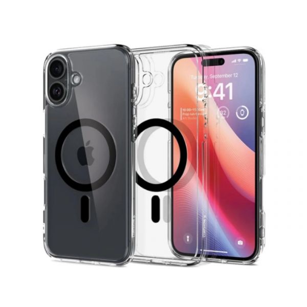 SPIGEN ULTRA HYBRID MAG műanyag telefonvédő iPhone 16-hoz (ACS08206) fekete