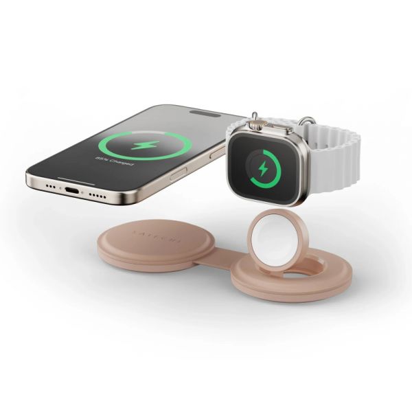 Satechi OntheGo 2-in-1 Wireless Charger - Desert Rose (ST-QTG21R)