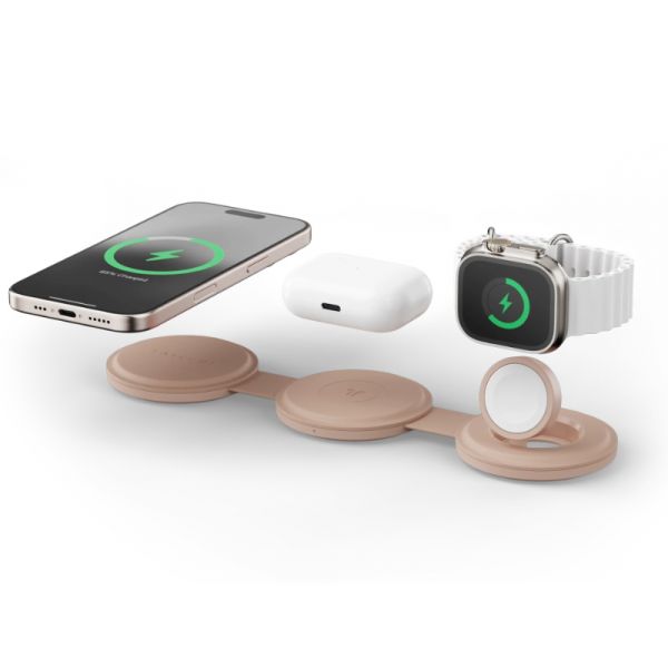 Satechi OntheGo 3-in-1 Wireless Charger - Desert Rose (ST-QTG31R)